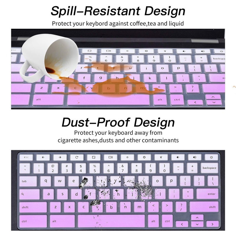 CaseBuy Dell Keyboard Cover for Chromebook 11.6" 3100 3110 3120 3180 3181 3189 5190 & Chromebook 13.3 3380 - Ombre Purple - Image 5